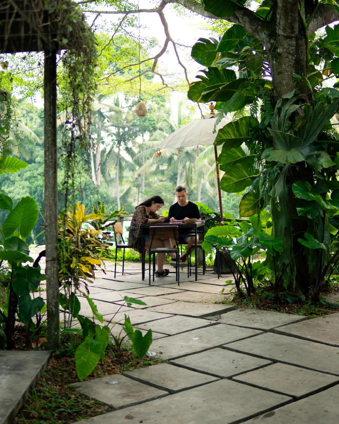 A table under the umbrella